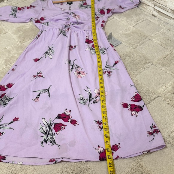 BOBEAU Lavender Floral Ruched Long Sleeve Dress - Picture 9 of 14